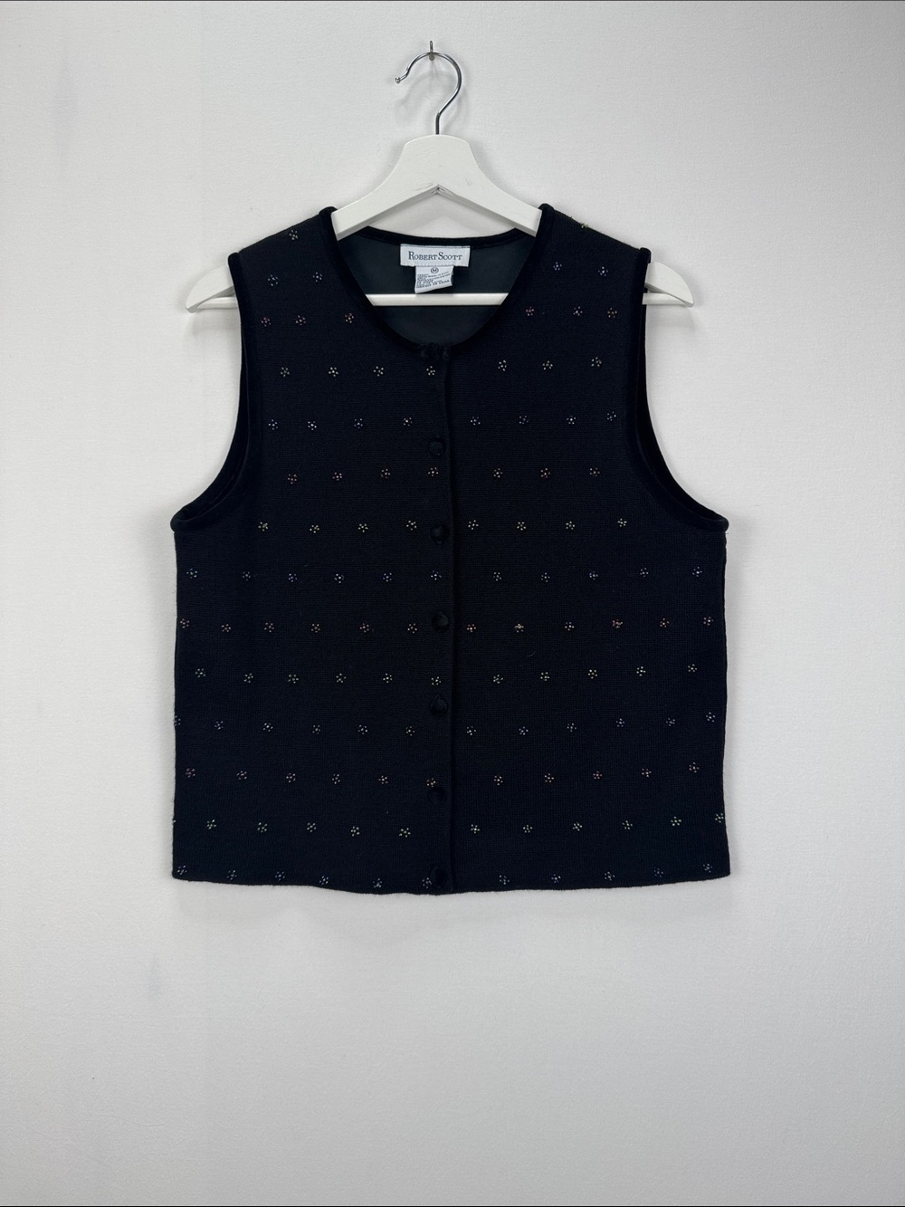 Robert Scott Wool Embellished Beads Vintage Sweater Vest Size Medium